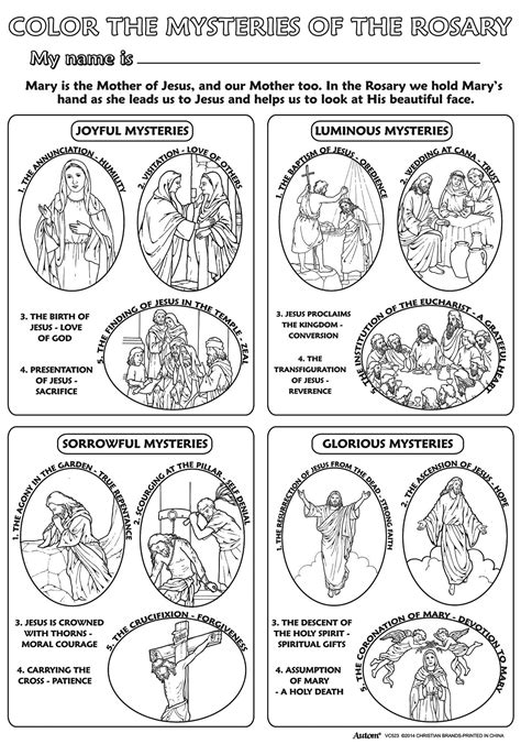 rosary coloring page  joyful mysteries   rosary