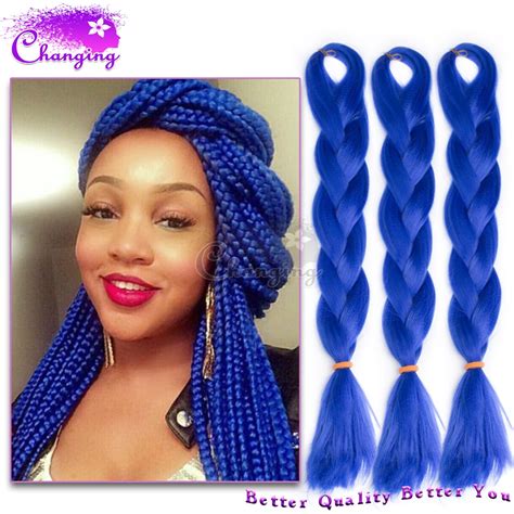 blue kanekalon jumbo braid 10pcs xpression braiding hair box braid