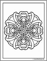 Celtic Coloring Knots Sheet Colorwithfuzzy Pattern Loops Edges Hearts Together Four Come Think Center Look Cross sketch template