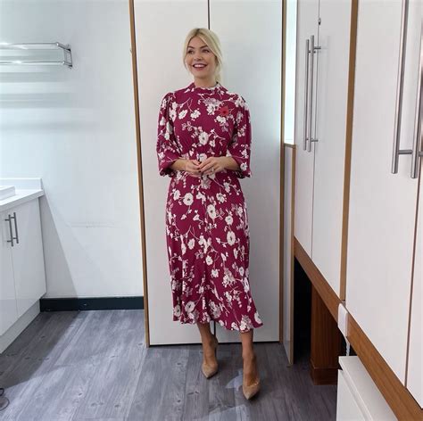holly willoughby magenta oriental floral dress  morning november