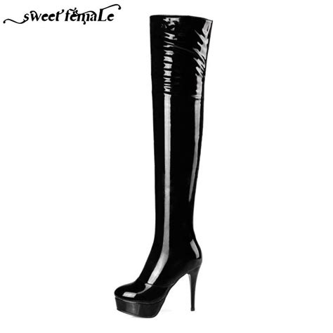 sweet female big size sexy pole dancing ultra high with patent leather
