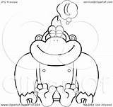 Gorilla Daydreaming Bananas Clipart Cartoon Cory Thoman Outlined Coloring Vector 2021 sketch template