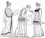 Greek Ancient Women Color Worn Gowns These sketch template
