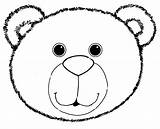 Coloring Bear Template Clipart Teddy Outline Animal Face Polar Pages Bears Visit Mask sketch template