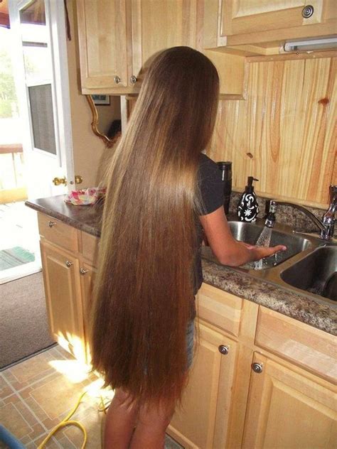 very long straight medium brown thick rapunzel hair