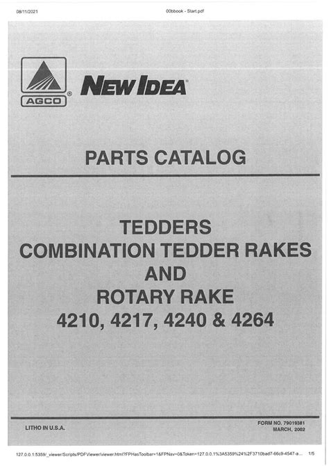 agco  idea tedder combination rotary rake     parts manual