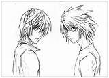 Note Death Coloring Light Yagami Pages Kids Anime Printable Coloriage sketch template