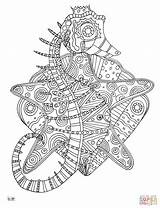 Coloring Tribal Seahorse Pages Adults Pattern Mandala Print Printable Difficult Color Template Coloringbay Book sketch template