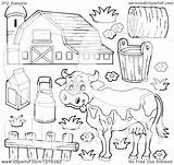Cow Barn Dairy Clipart Outlined Illustration Items Happy Royalty Visekart Vector sketch template