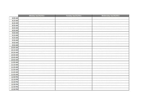 weekly calendar templates  printable word  formats