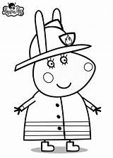 Peppa Pig Coloring Rebecca Rabbit Pages Printable Characters Family sketch template