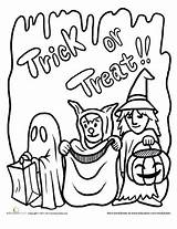 Trick Coloring Treat Halloween Pages Education Color Sheets sketch template