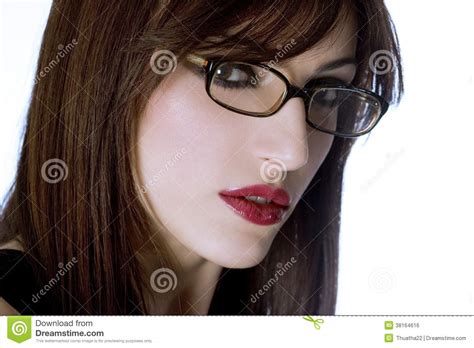 Portrait Of A Beautiful Girl With Glasses On White Royalty Free Stock