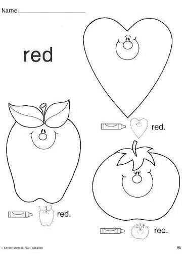 color red worksheets  toddlers