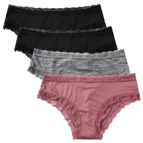 charmo charmo womens panties hipster lace trim cheeky soft comfy underwear  pack walmart