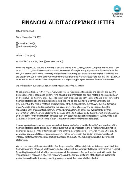 audit engagement letter template printable  downlo vrogueco