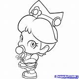 Mario Coloring Baby Peach Pages Toad Drawing Daisy Bros Draw Princess Goomba Character Face Kart Two Color Step Drawings Print sketch template