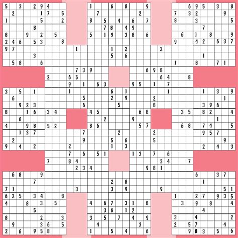 printable samurai sudoku grid     printablee