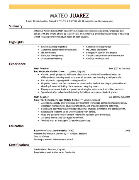 brilliant resume examples  teachers resume