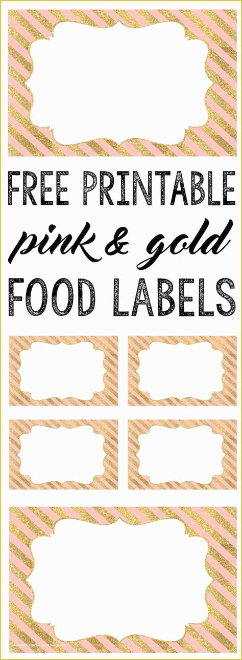 printable food labels templates  pink  gold food labels
