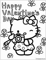 Pages Valentines Kitty Hello Coloring Flowers Color Cartoons sketch template