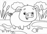 Pig Coloring Pages Printable Cartoon Animals Supercoloring Categories sketch template