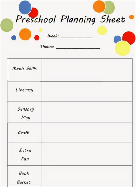 plan  preschool year  weekly themes printable planning sheet
