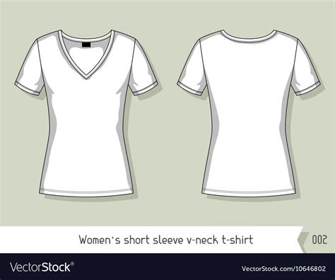 Women Short Sleeve V Neck T Shirt Template For Royalty Free Vector