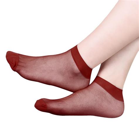 10 pairs ultra thin elastic silky short silk socks women ankle socks