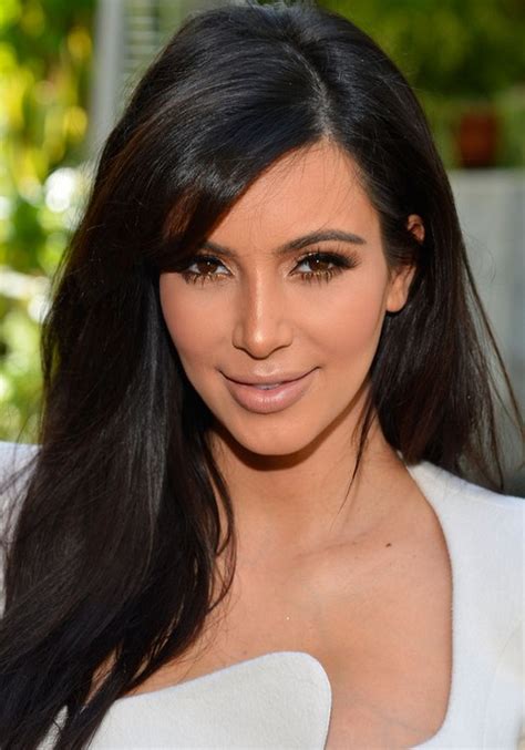 Kim Kardashian Hair Styles 2014 Black Long Straight Haircut With Bangs