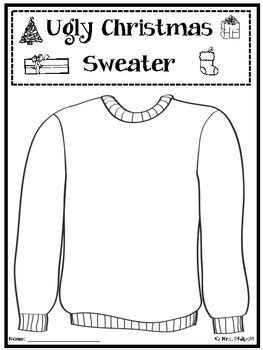 ugly christmas sweater coloring page  mrsphilpott tpt