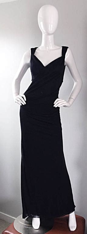 richard tyler couture vintage black jersey beaded cut out back sexy