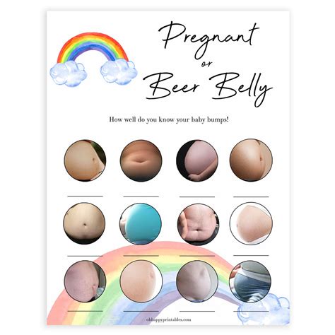 pregnant  beer belly games rainbow printable baby games