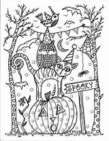 Halloween Coloring Adult Pages Printable Adults Kids Fun Color Colouring Print Cards Template Book Detailed Scary Zentangle Advanced Happy Kleurplaat sketch template