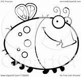 Outlined Chubby Smiling Fly Clipart Cartoon Cory Thoman Coloring Vector sketch template