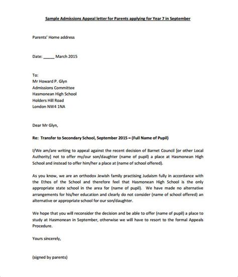 write  admission appeal letter  successful letter