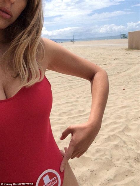 Keeley Hazell Wears Red Swimsuit For Baywatch Style