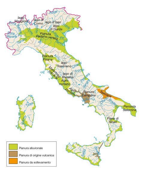 cartina italia colline  pianure