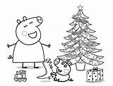 Peppa Pig Coloring Christmas Pages Printable Print Size sketch template