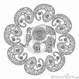 Elephants Adult Paisleys sketch template