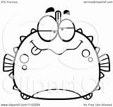 Drunk Cartoon Coloring Blowfish Chubby Clipart Outlined Vector Thoman Cory Template sketch template