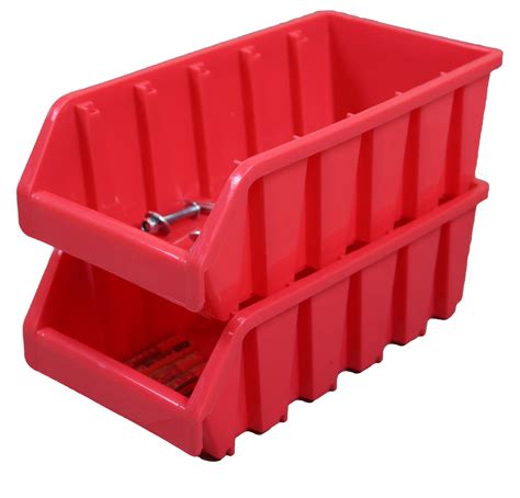 basicwise set   plastic storage stacking bins red qir