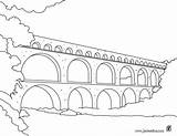Gard Pont Dibujo Monuments Coloriages Imprimer Ligne Línea Hellokids sketch template