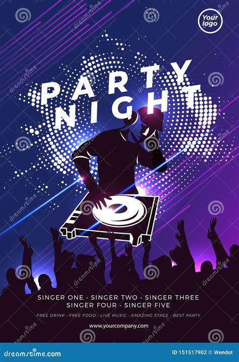 party night blue poster layout template background stock vector illustration  modern
