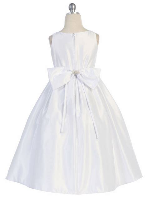 White Satin Pleated Skirt W Rhinestone Beaded Waistline Dress