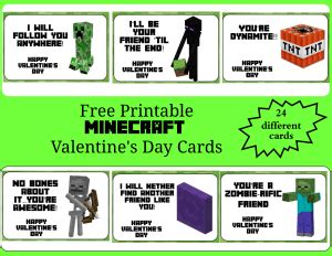 printable minecraft valentines day cards