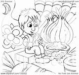 Eating Boy Outline Food Coloring Tiny Illustration Royalty Clipart Bannykh Alex Rf sketch template
