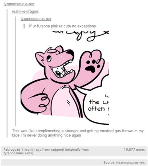 if ur fursona pink ur cute no exceptions furries know your meme