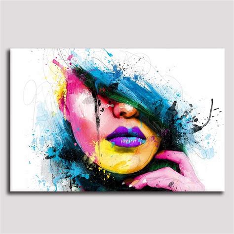 Large Canvas Prints Wall Art Colorful Fashion Woman Face