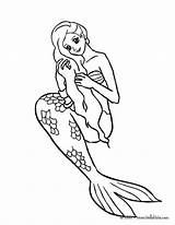 Mermaid Color Combing Hair Her Coloring Pages Print Mermaids Online Hellokids Kids Choose Board sketch template